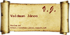 Valdman János névjegykártya